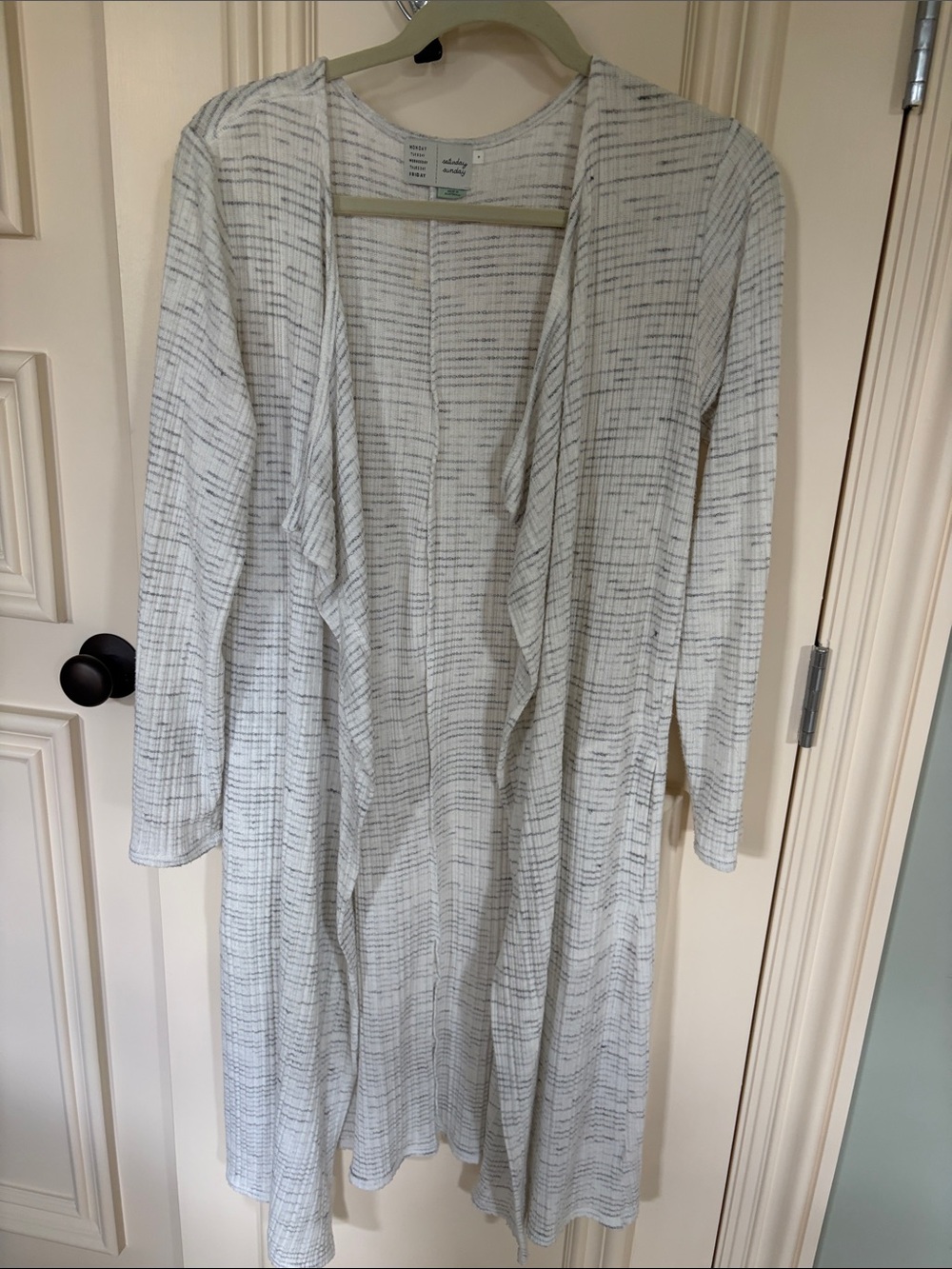 Saturday Sunday Lightweight White & Gray Duster Cardigan